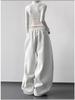 2026 Fall/Winter Red High-Waisted Wide-Leg Women's Sweatpants - Slimming, Casual, Sporty, with Drawstring, Long and Loose Fit.