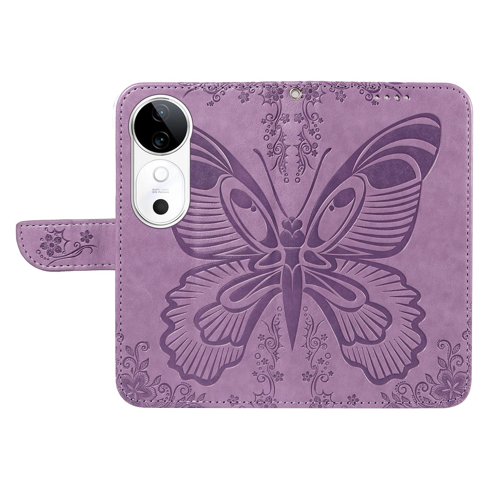 

For vivo S19 5G/V40 5G Case Wallet Flip Shockproof Floral Butterfly Leather Phone Cover Grey