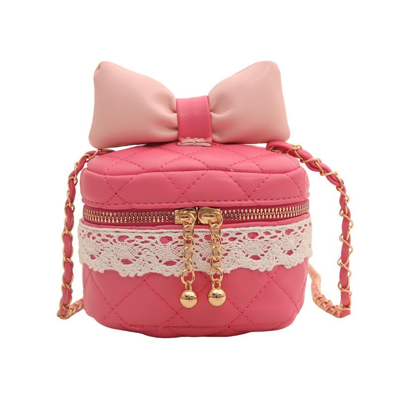 

Stylish Childrens Bowknot Bucket Bag In Modern Geometric Patterns For Everyday Use маджента