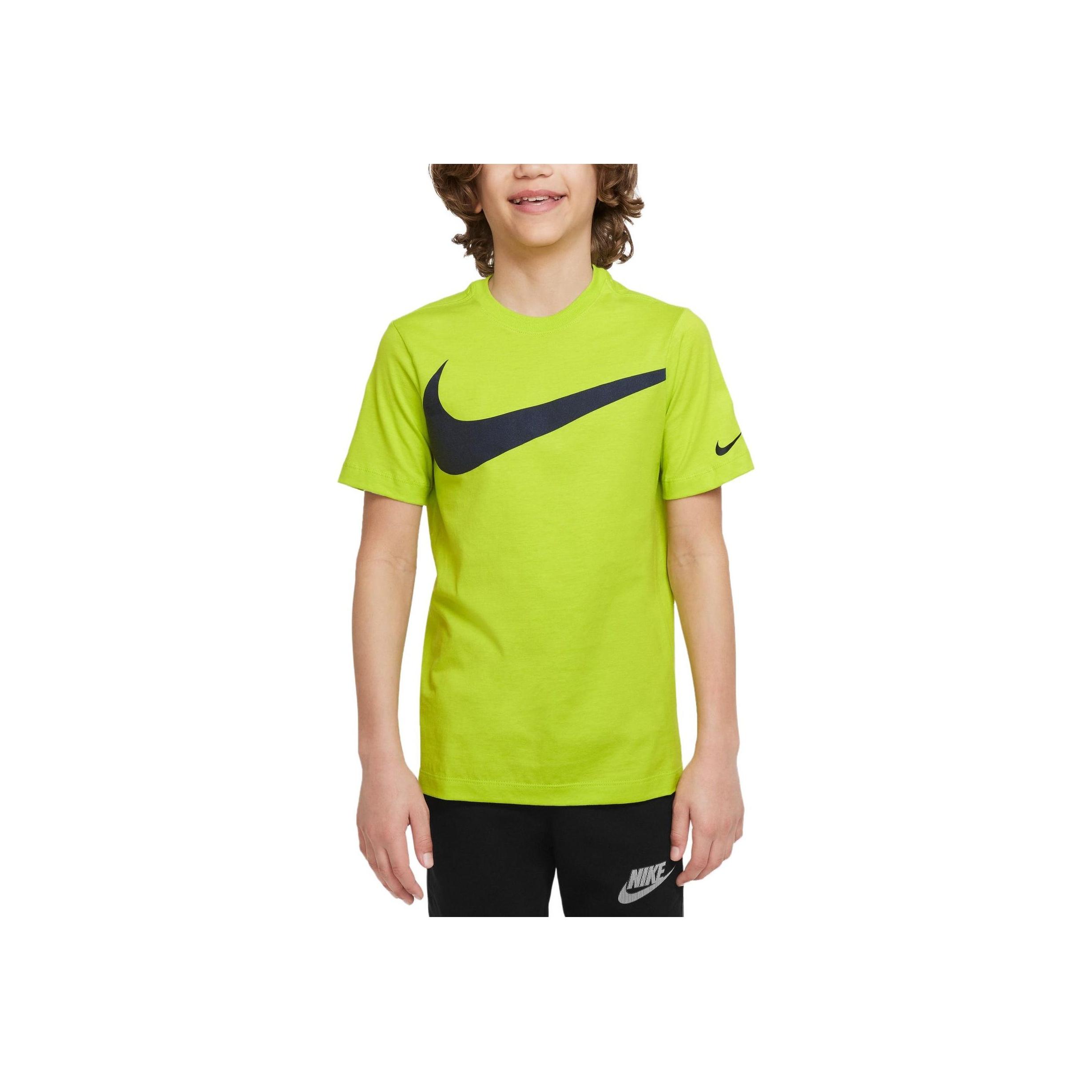 Nike Sportswear Big Logo Print Crew Neck Short Sleeve T-Shirt Kids Tops Atomic-Green DO1807-321 L