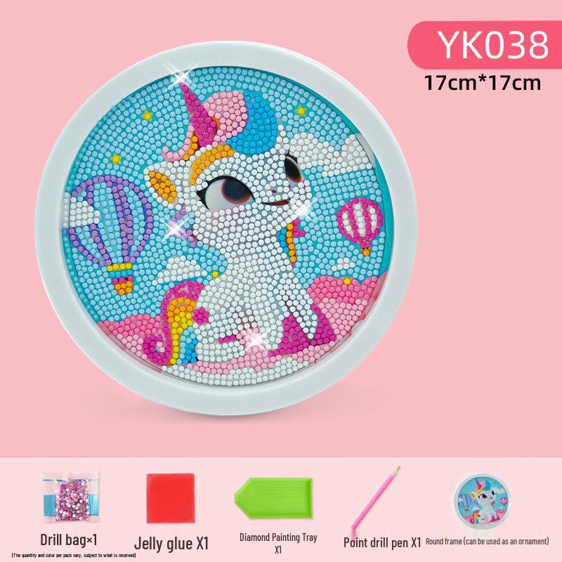 Xiaohongshu Unicorn Round Frame DIY Diamond Painting Stickers for Kids