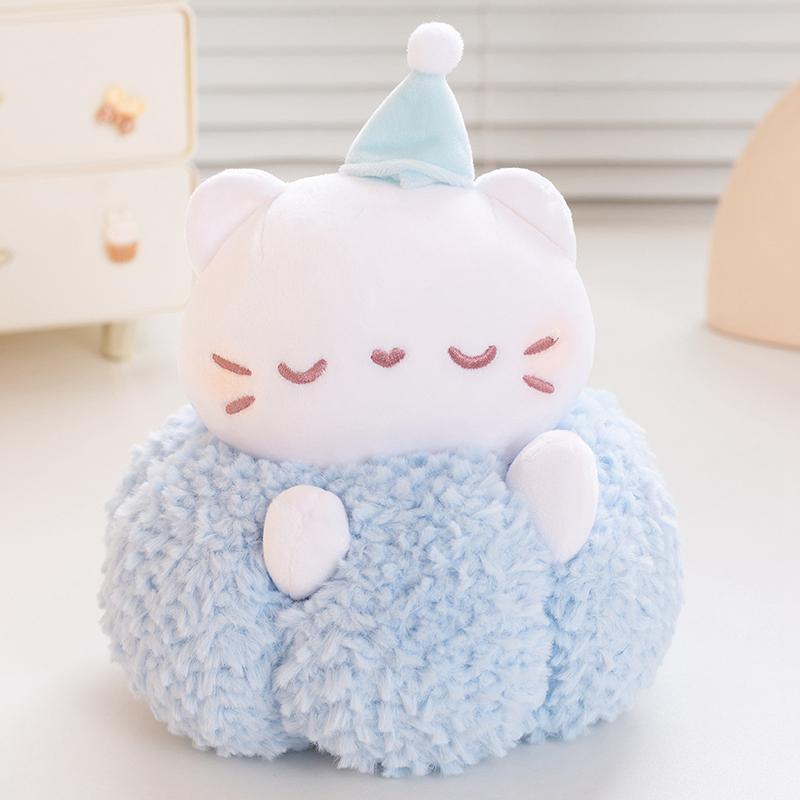 Neue Kawaii Süße Kürbis Kätzchen Plüschtiere Weiches Flauschiges Dickes Schlafendes Kätzchen Puppe Sanfte Berührung Beruhigende Puppe Für Kinder 23cm