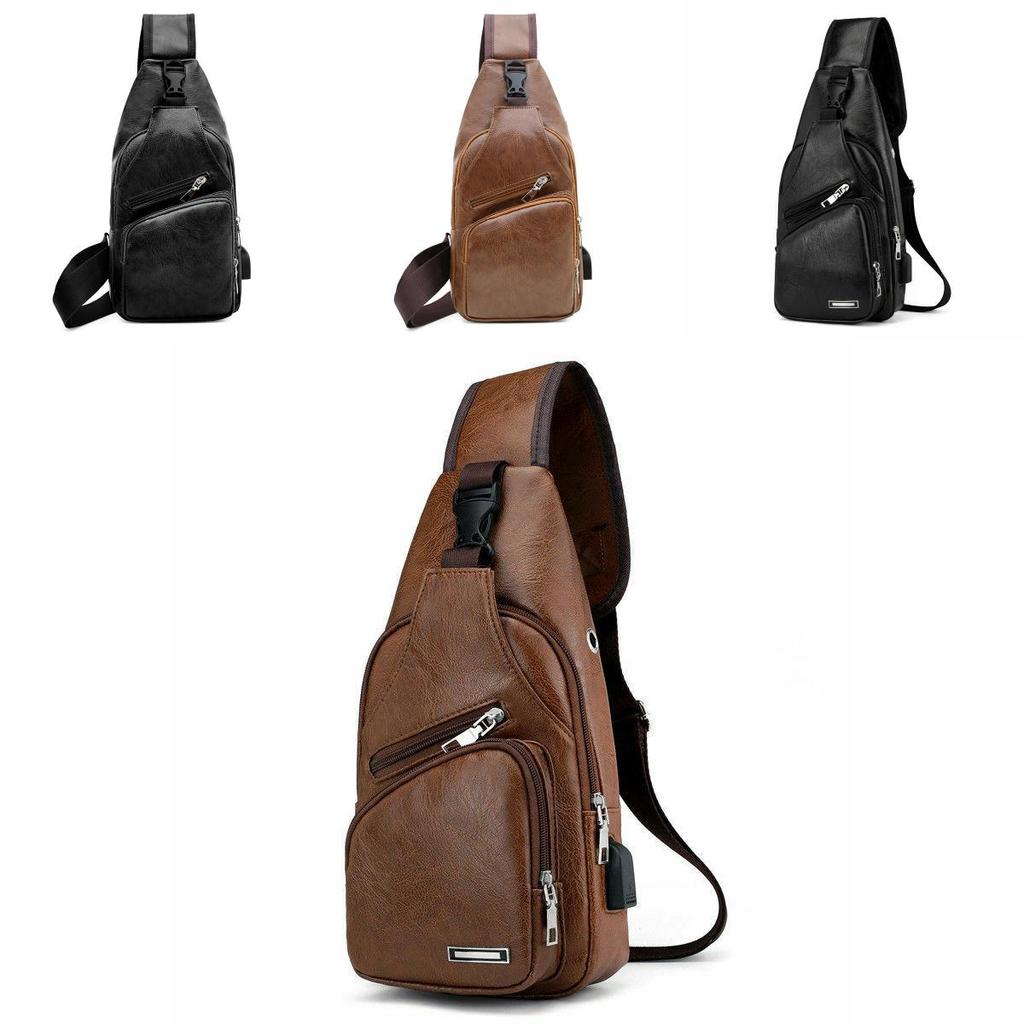 Herren Umhängetasche Mit USB-Ladefunktion Und Klassischem Sling-Design**