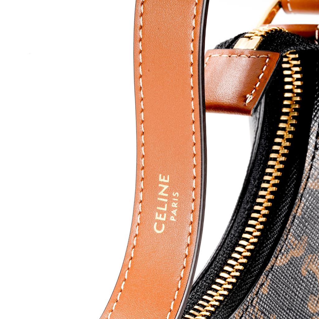 Celine Ava Classic Monogram Canvas Adjustable Shoulder Strap Leather Tote Bag Small Women Handbags Brown 193952BZJ-04LU