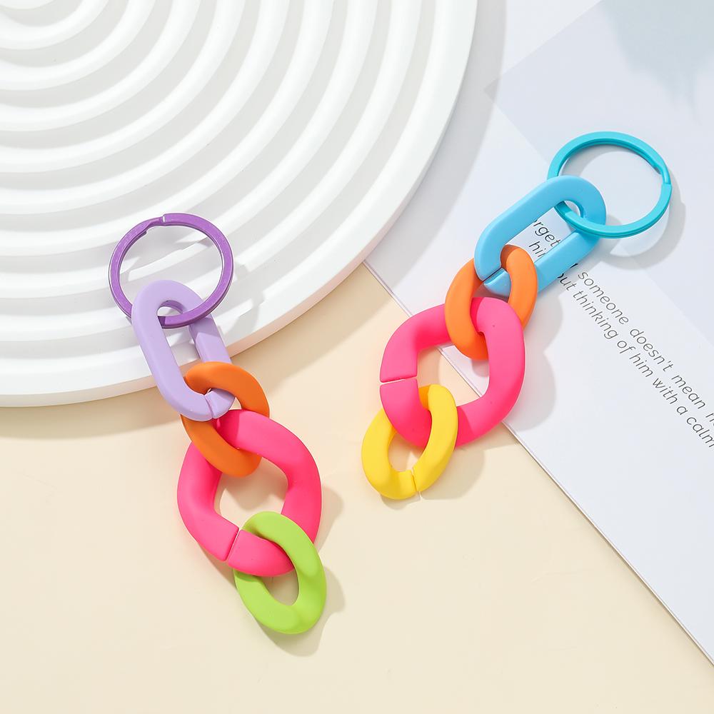 1pc Colorful Acrylic Links Chain Keychain Handmade Car Key Ring for Women Men Handbag Accessories DIY Friendship Gifts