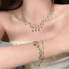 Gold Color Chain Shell Necklace Blue Tear Crystal Choker Necklace Bracelet For Women Summer Wedding Party Jewelry