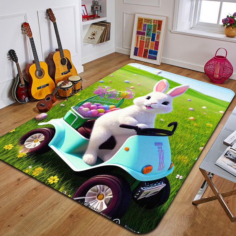 C-Cartoon Rabbit Printed Carpet Fashion Yoga Mat Non-Slip Carpet Bedroom Decoration Outdoor Carpet Bedroom Birthday Gift