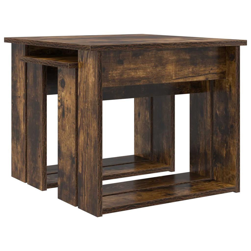 Coffee Table Set 2 Pcs Smoked Oak Wood Based Material