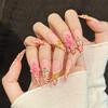 10Pcs French Stiletto Handmade 3D Flower Press On Nails Reusable Fake Nails Stick On Manicure Tips
