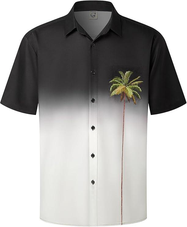 Summer Men's Beach Shirt Printed Hawaiian Short Sleeve Flower Shirt Boys