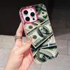 USD Dollar Jelly Double layer Rose Red Mobile Phone Case for iPhone 17 16 15 14 13 12 11 Air Pro Max Plus Protective