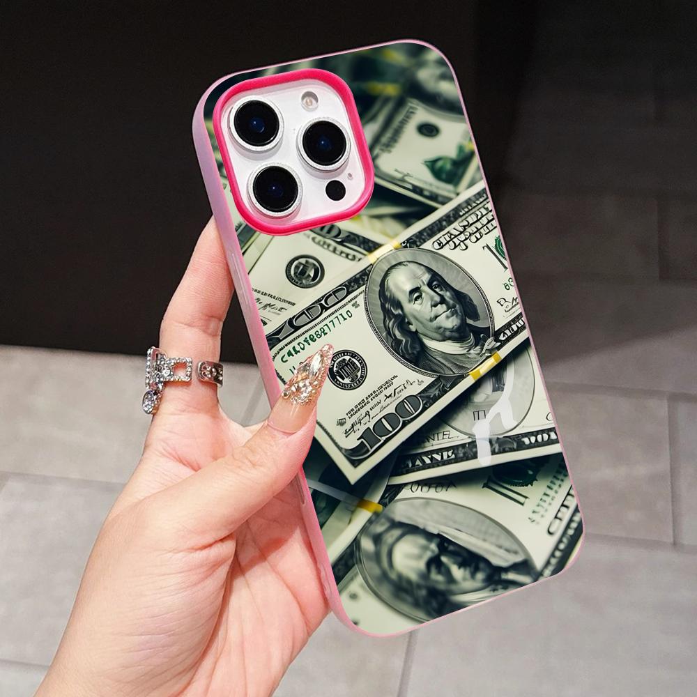 USD Dollar Jelly Double layer Rose Red Mobile Phone Case for iPhone 17 16 15 14 13 12 11 Air Pro Max Plus Protective