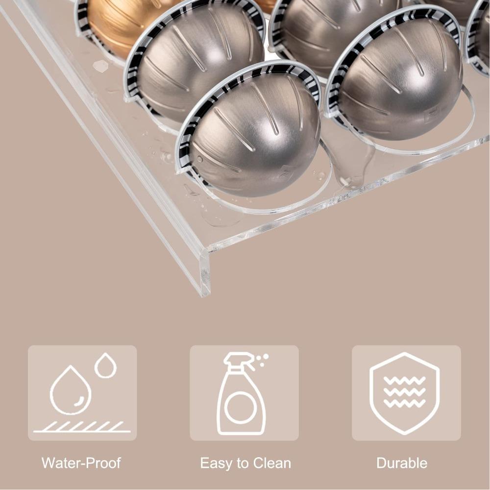 Clear Plastic Coffee Pod Storage Tray Holds 25 Capsules Capsule Storage Drawer  For Kitchen
