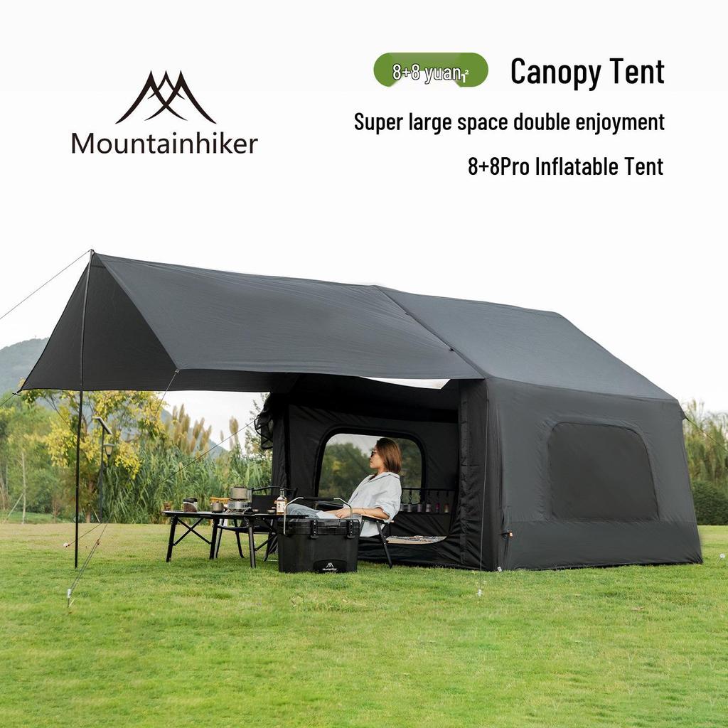 Mountain Guest 8+8 Flat Inflatable Camping Tent with Tarp for Outdoor Use