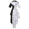 Cruella de Vil 101 Dalmatians Halloween Long Sleeve Cosplay Dress
