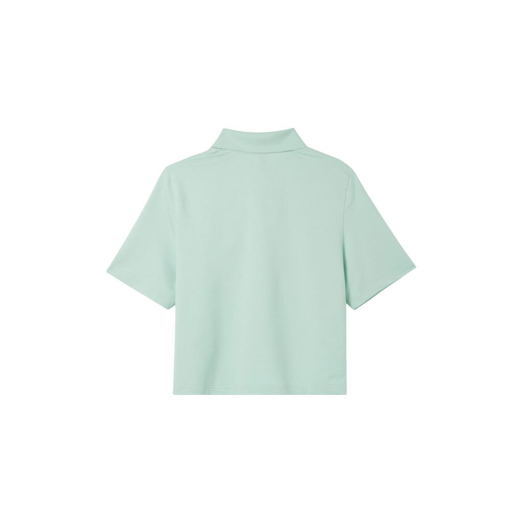 adidas Lounge Short Sleeve Polo Shirt Women Tops Linen-Green JJ3603