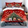 Festive Dogs With Christmas Tree Kid'S And Adults' Bedroom Decor, Exquisite Three-Piece Bedding Set Gift