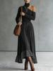 2026 European and American Women's Patchwork Slim High Collar Elegant Long Dress