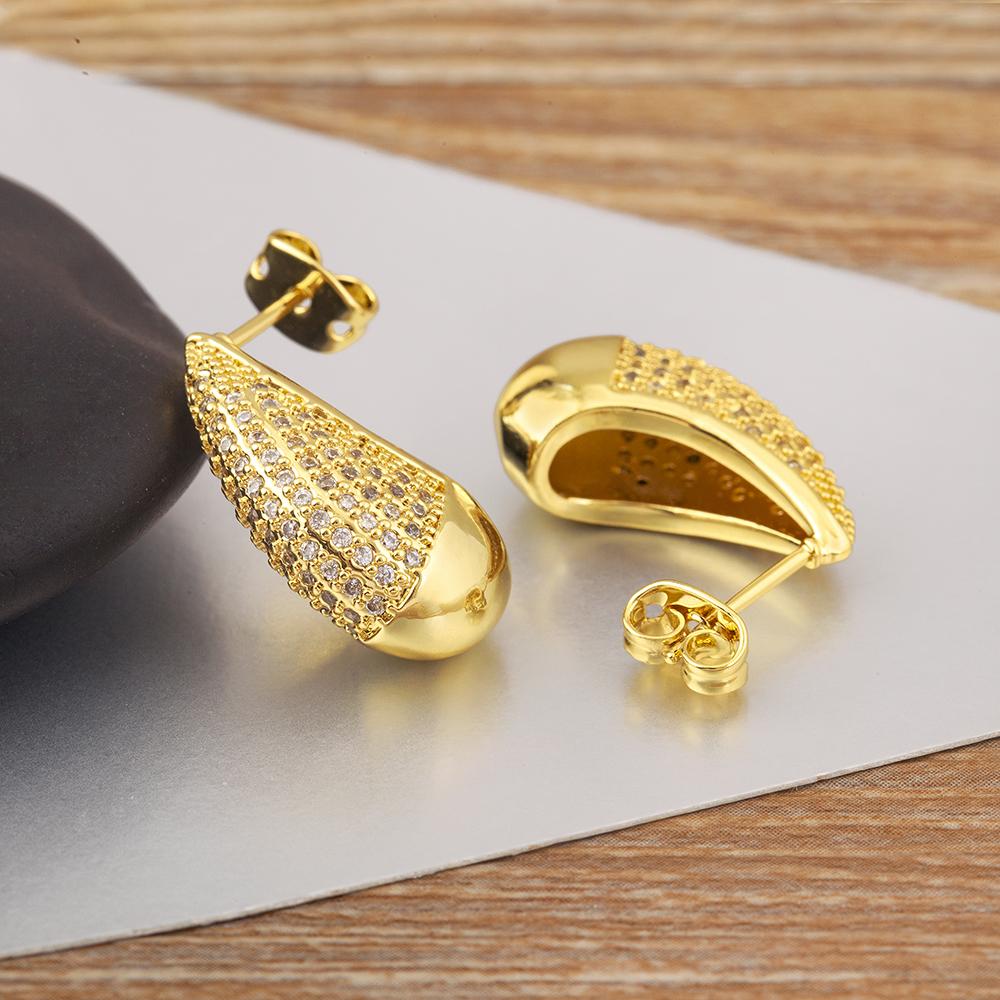 Nidin Klassisch Neues Design Wassertropfenform Funkelnder Zirkon Charms Ohrringe S/L Größen Auswahl Für Damen Feiner Ohrschmuck Zubehör