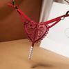 Sexy Lingerie Women Transparent G-strings Thongs Crotch Opening Lace Panties with Bowknot for Ladies
