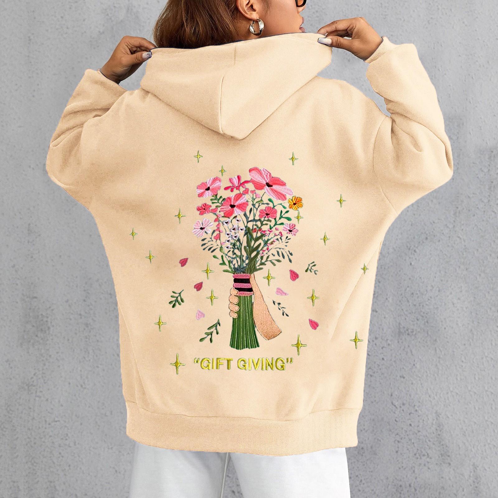 

Женский свитер с капюшоном с открытыми плечами и рукавами с нитью и принтом M