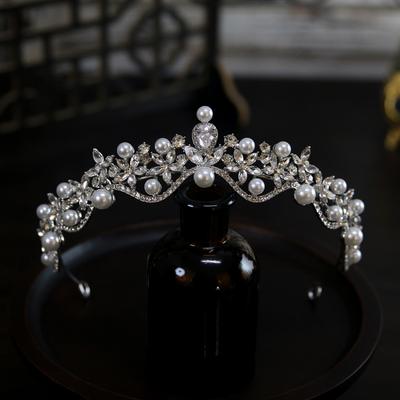 Korean New Style Exquisite Compact Simple Pearl Bride Wedding Crown Headdress Crown Tiara Hair Accessories