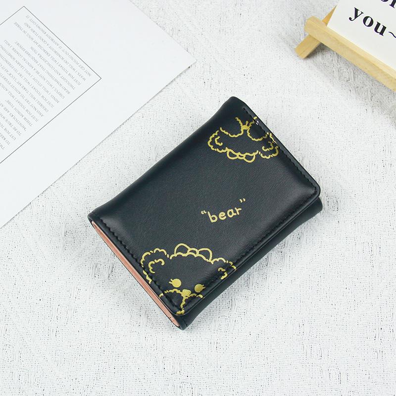 

Модный женский кошелек-трифолд цвета макарон с большой вместимостью и множеством отделений для карт чёрный