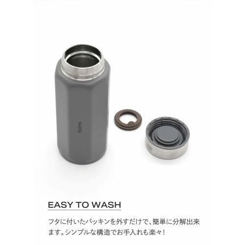 CB JAPAN Octabottle, Gray, 340ml, Direct Drinking, Vacuum Insulated Stainless Steel Bottle with Dedicated Holder, Holms
