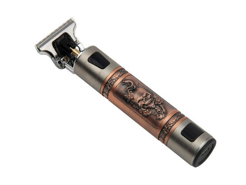 T9 Digital Display Skull Head Hair Clipper: USB Rechargeable, Zinc Alloy Trimmer for Precision Shaving and Carving.