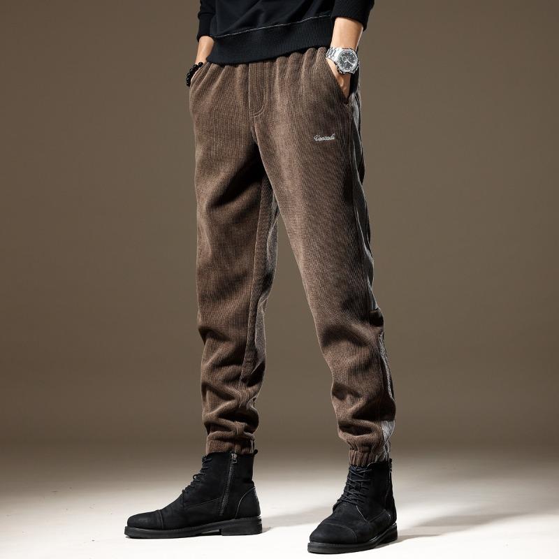 Corduroy pants men's autumn new loose tied feet slim casual sweatpants