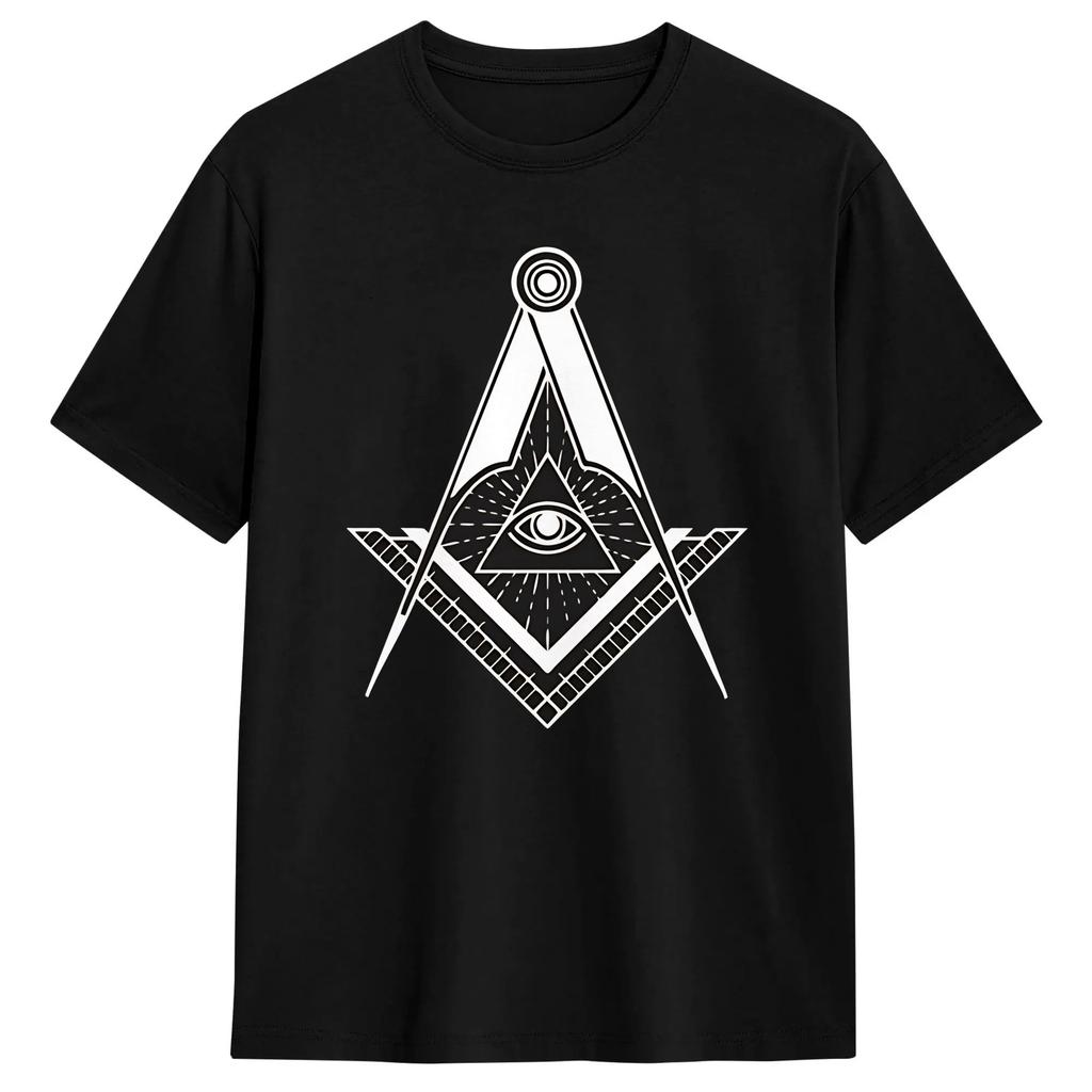 Freemasonry Symbols T-Shirt Summer Leisure T-Shirts Men Pure Cotton O-Neck Oversized Tees Short Sleeve Vintage Tshirt