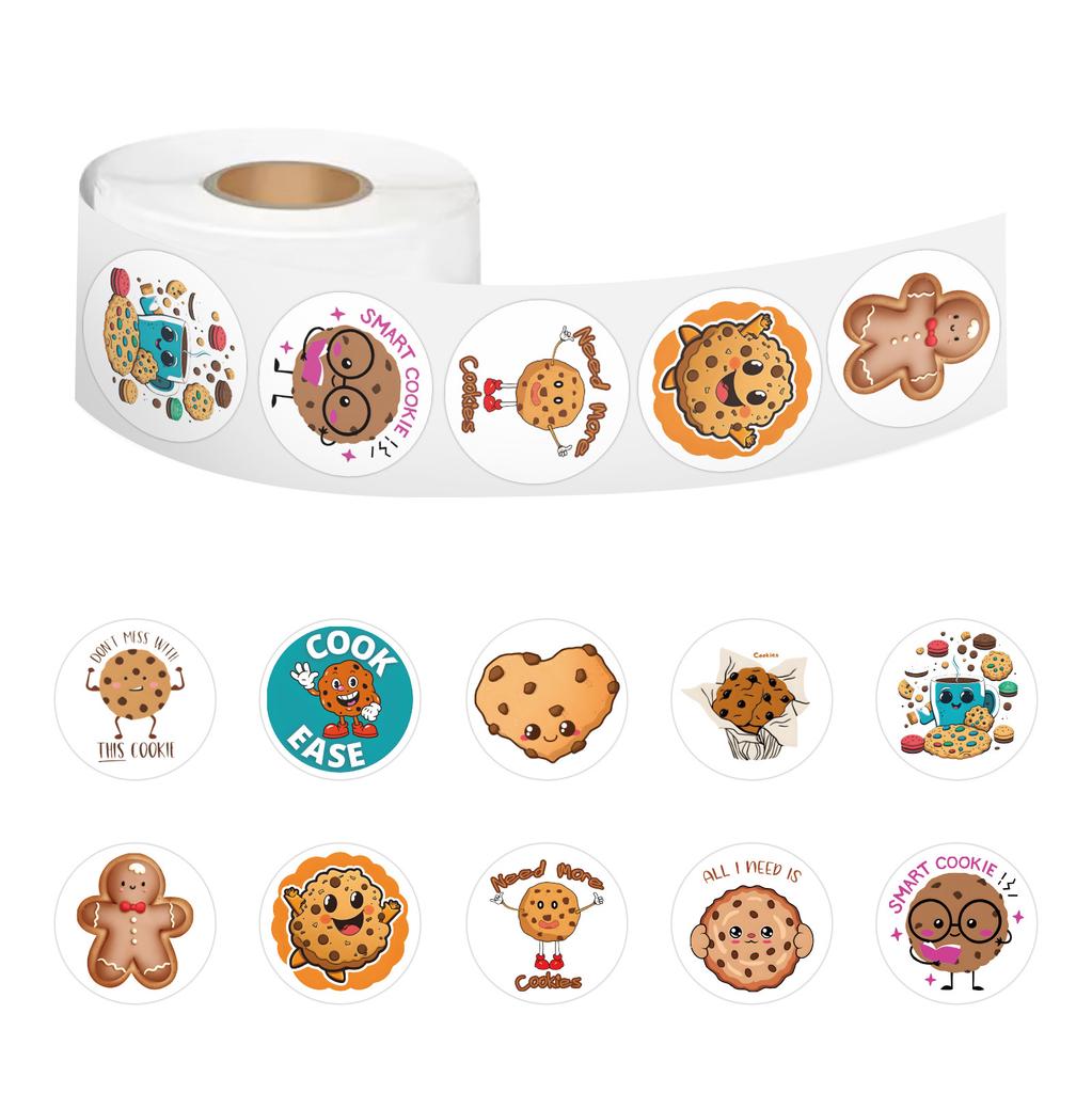 500 Stickers/roll Cartoon Cookies Stickers Cute Children's DIY Skateboard Suitcase Roll Stickers