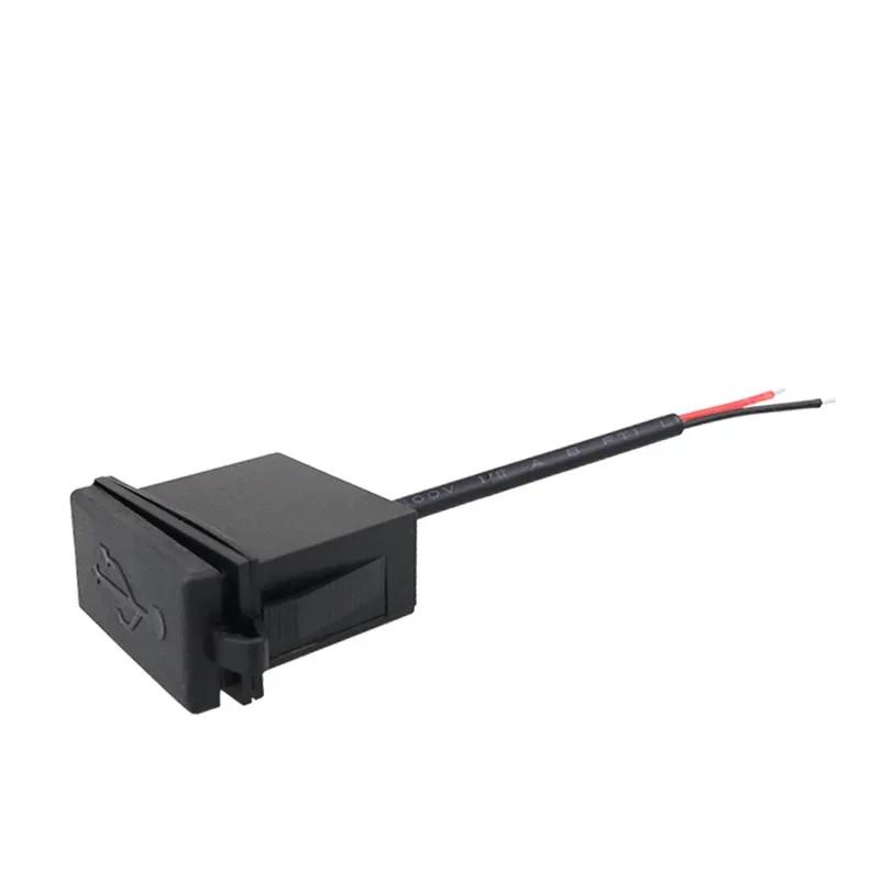 12V/24V Single USB Car Charger Socket 5V 2.4A Power Adapter Square Shape Waterproof for Motorcycle RV Boat