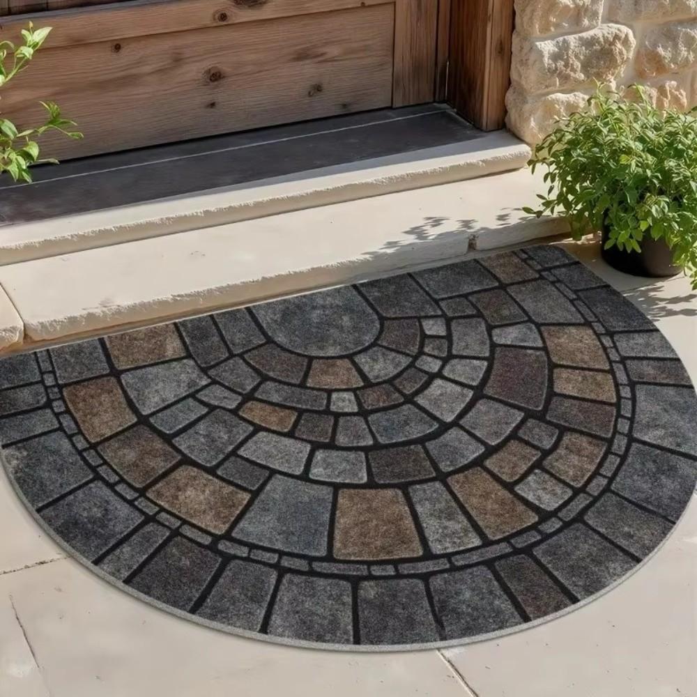 Absorbent Half-Circle Door Mat Soft Non-Slip Floor Mat Unique Semi-Round Entry Mat  Front Door