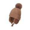 Winter Baby Knitted Hat With Earflaps Solid Color Pompon Beanie Cap Kids Boy Girl Thick Warm Plush Ear Protection Caps