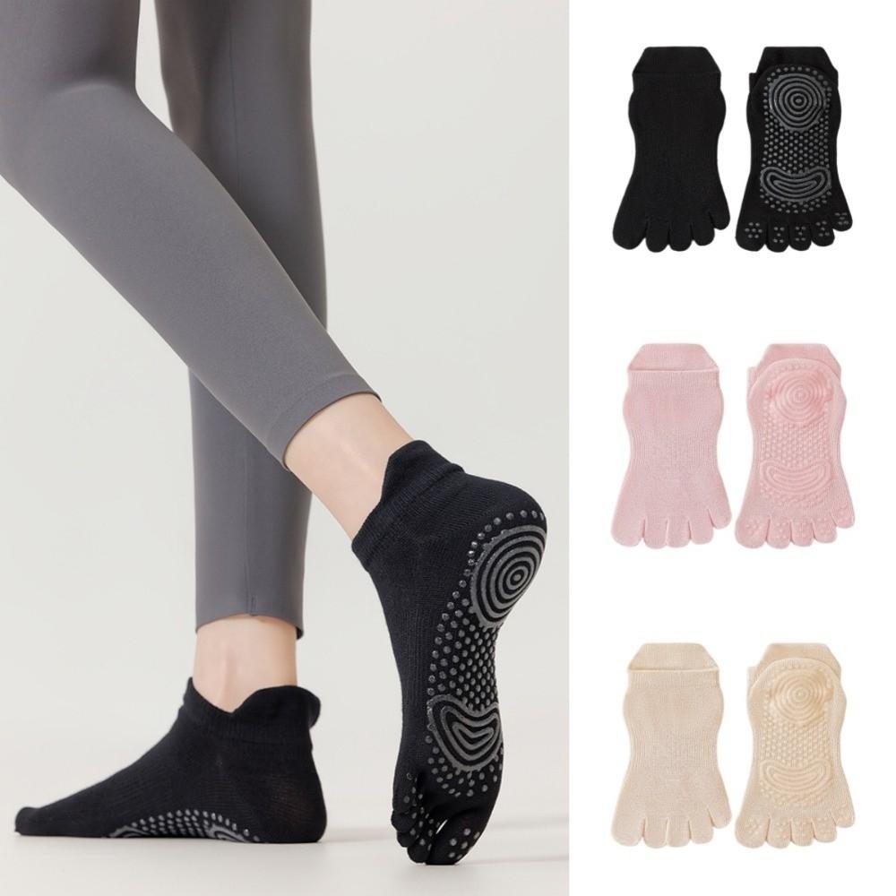 Baumwolle Damen Sports Yoga Socken Anti-Rutsch Boden Zehensocken Fünf-Zehen-Socken Ballett