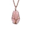 Handmade Ancient Red Copper Wound Tree Of Life Natural Crystal Stone Octahedron Necklace Fortune Tree Necklace N539