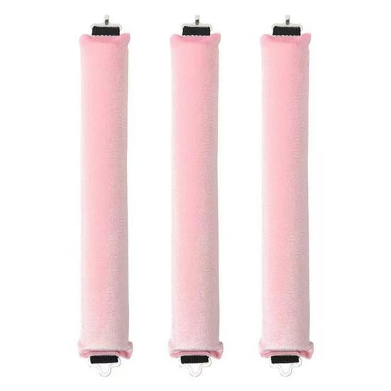 

3Pcs No Heat Hair Curling Rod Headband Women Overnight Sleeping Hair Curler Styling Tool Lazy Medium Long Hair Curls Roller розовый