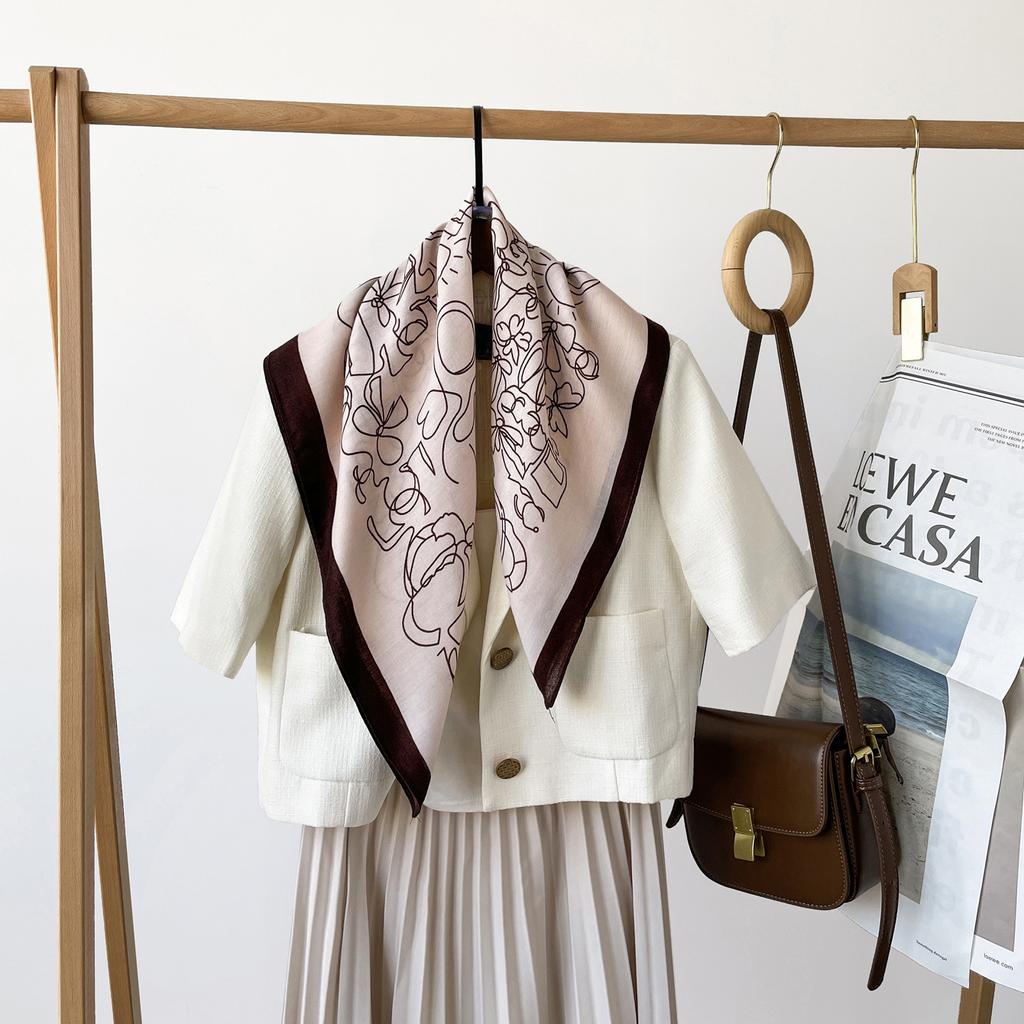 Spring And Summer Satin Long Scarf For Women Sunscreen Shawl Fashionable Beauty Scene Satin Long Scarf Versatile Travel Scarf