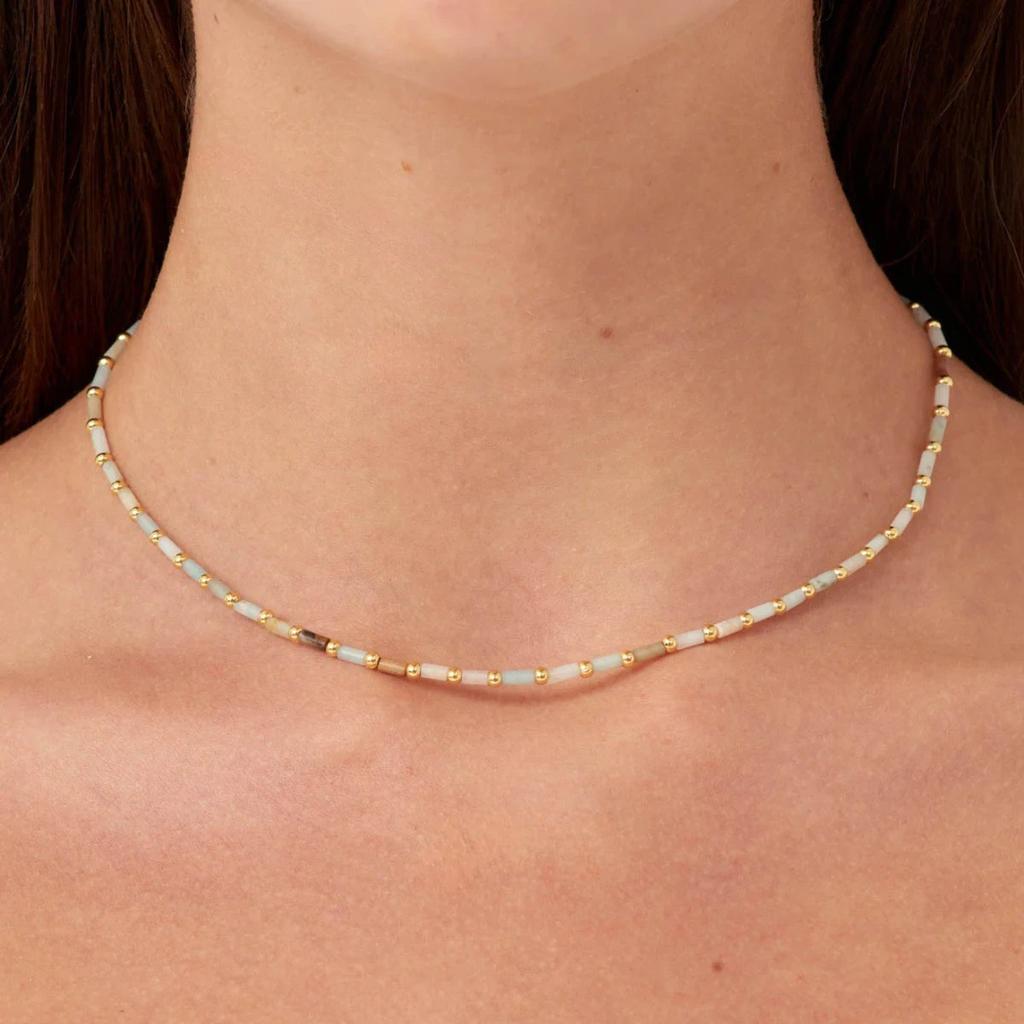 Ein Muss für modebewusstes Pendeln, Hochwertige Metallmessingbeschichtung 18 Karat Echtgold, Jaspisstein Perlen-Schlüsselbein-Kette, Temperament-Halskette.