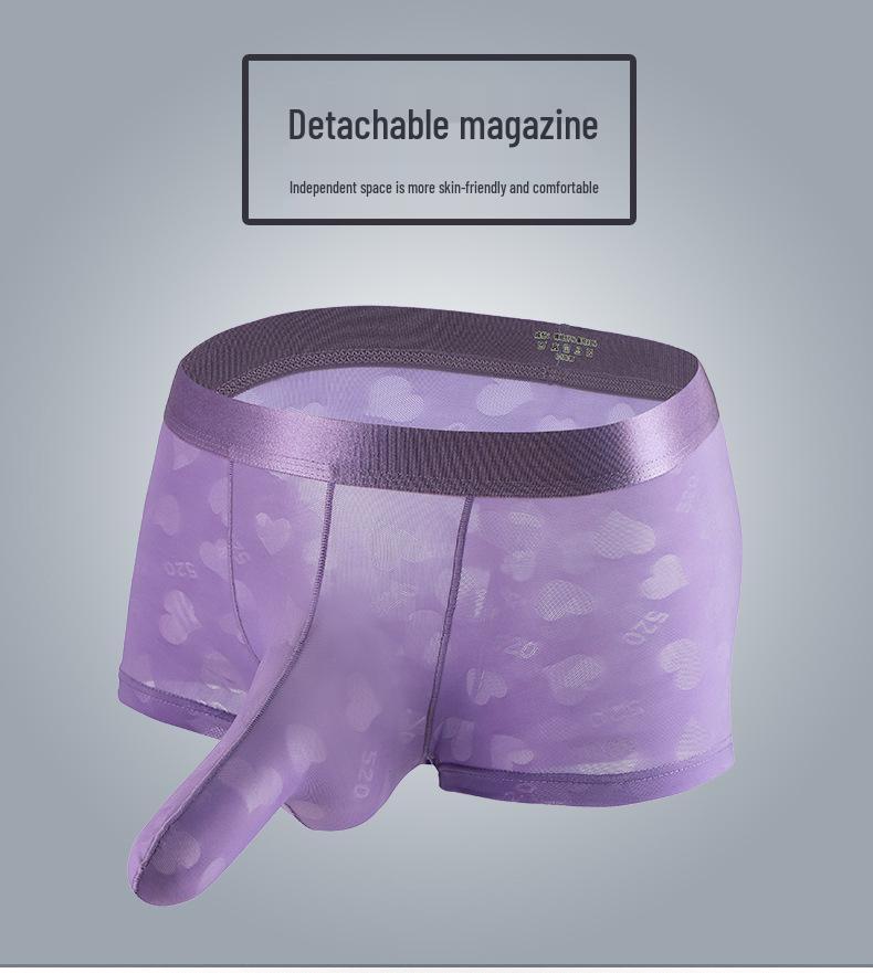 Men's Exotic Heart-Shaped Jacquard Thin Elephant Trunk Underwear Set