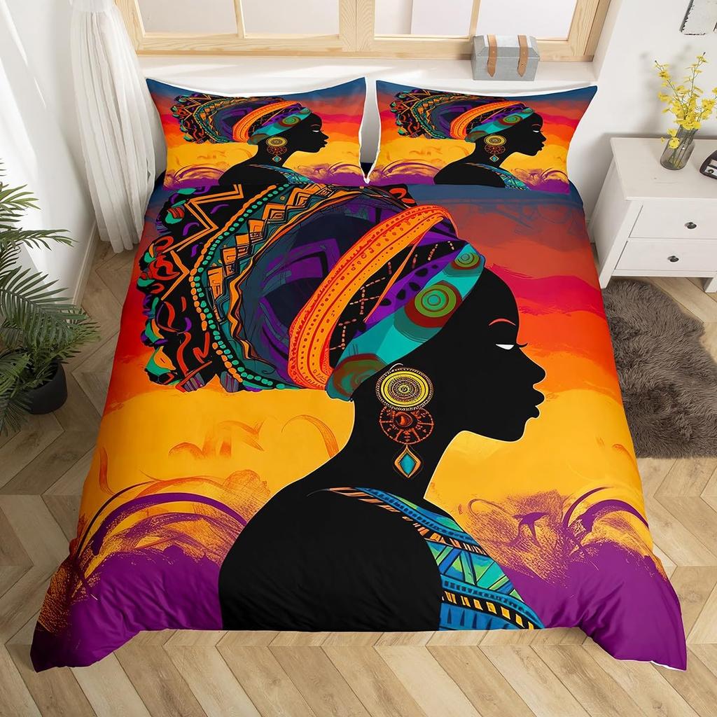 Afrikanske kvinner Dynetrekk Africa Tribal National Sengesett Vintage Floral Pledd Patchwork Dynetrekk Brunt Dynetrekk