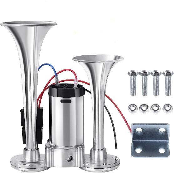 Upgraded 12V 600DB Air Horn Dual Trumpets Super Loud Dual Electric Air Horns Kit for Vehicles - With Compressor for Any 12V SUV Motorcycle Trucks