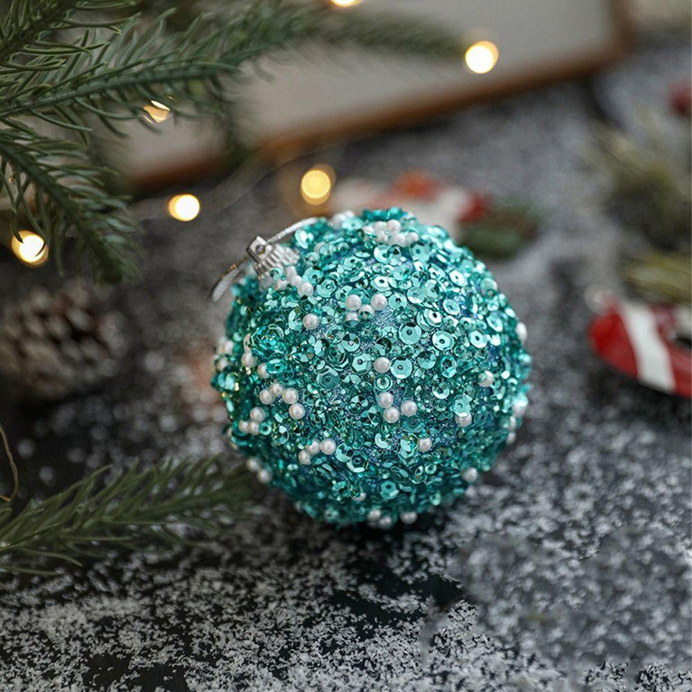 Colorful Foam Sequin Christmas Balls Pendant Shatterproof Christmas Tree Ornaments New Year Gifts