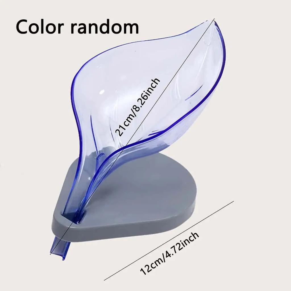 1pc - Leaf-Shaped Self-Draining Soap Dish - Oval Plastic Holder For Bathroom Easy Clean