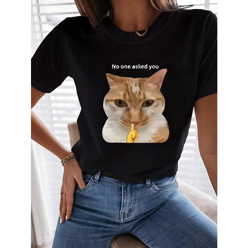 

Women s Polyester Short Sleeve T-Shirt Crew Neck Soft Breathable Casual Daily Top for Summer XXL чёрный