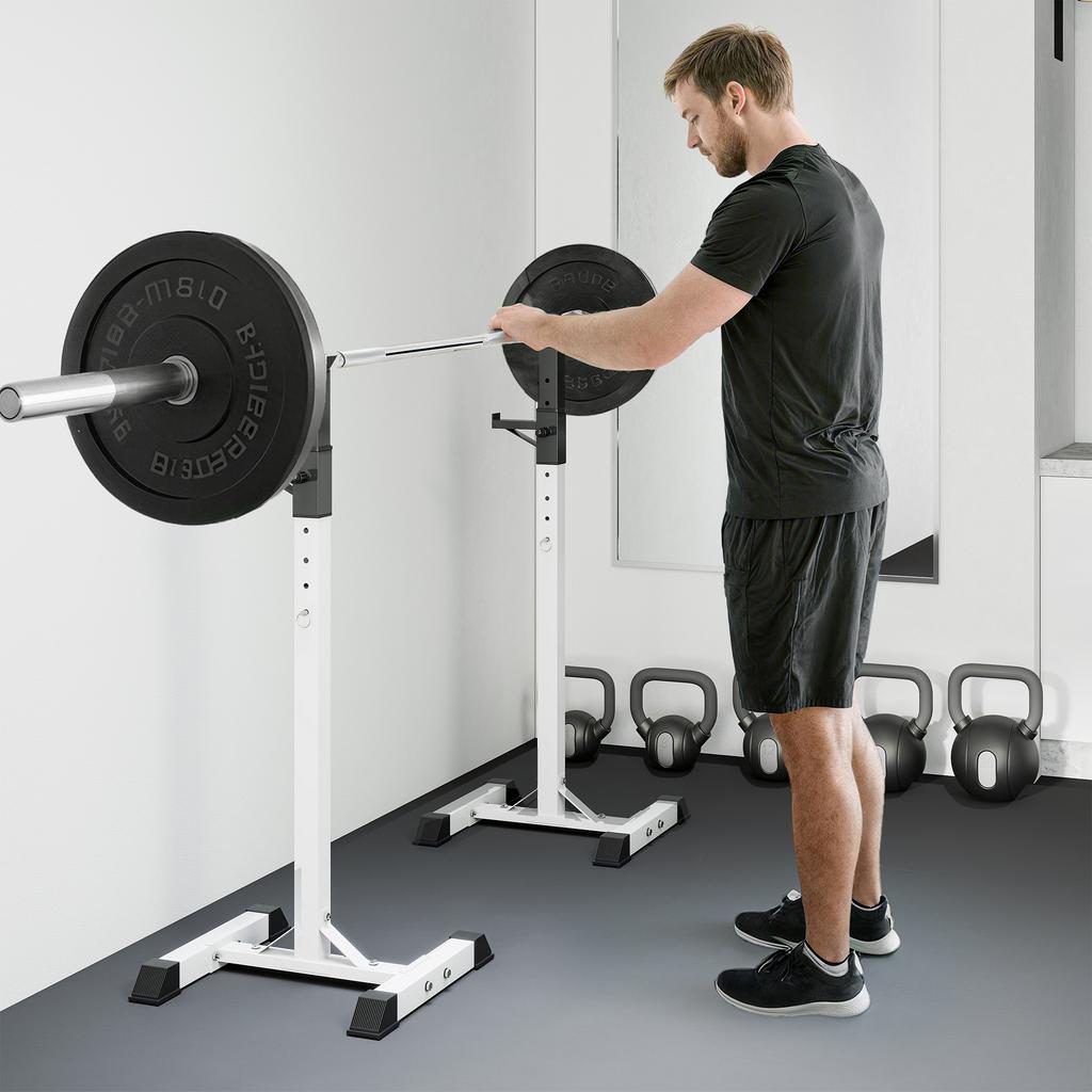 Heavy Duty Weight Bar Barbell Squat Stand Barbell Rack Spotter, for Home, Gym - Black