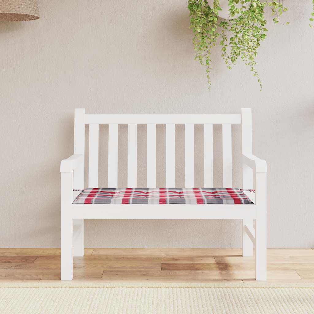 Garden Bench Cushion Red Checkered Pattern 120 X 50 X 3 Cm Oxford Fabric