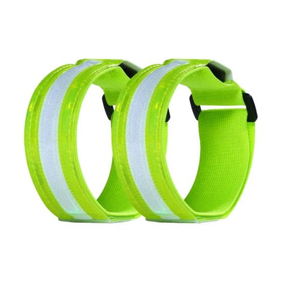 2Pcs LED Light-Up Armband High Visibility Luminous Reflective Safety Band Adjustable Outdoor Night Walking Running Riding