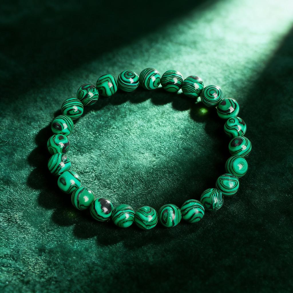 Malachite Beads Bracelet Natural Stone 6 8 10mm Reiki Healing Crystal Charmed Bracelet Vitality Protection Festival Jewelry Gift